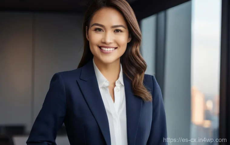 자켓을 활용한 다양한 비즈니스 스타일링 - **Prompt:** A highly professional and confident woman in her early 30s, standing in a brightly lit m...