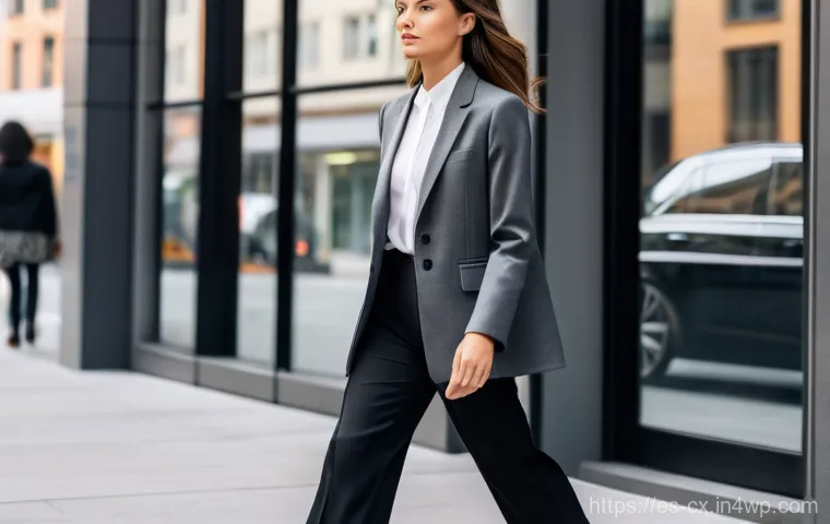 스니커즈를 활용한 다양한 데일리 스타일링 - Prompt 1: Urban Professional Chic with Minimalist White Sneakers**