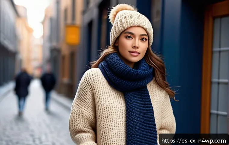 스웨터 스타일링 팁 겨울 패션의 필수 아이템 - A stylish young woman with a slender figure wearing an oversized thick wool sweater in a warm beige ...